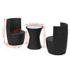 vidaXL Set da Bistrot 3 pz con Cuscini in Polyrattan Nero