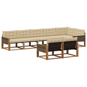 vidaXL Set di divani da esterno con cuscino 8 pcs Naturale e Beige