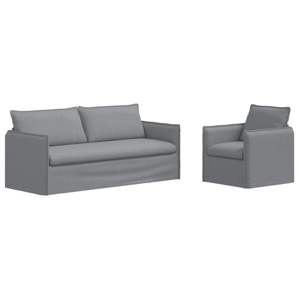vidaXL Set di divani 2 pcs Grigio chiaro 196 x 82 x 85 cm Tessuto