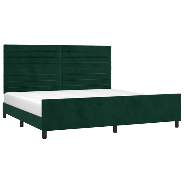 vidaXL Giroletto senza Materasso Verde Scuro 200x200 cm in Velluto