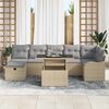 vidaXL Set Divano da Giardino con cuscino 8 pcs Beige Poly Rattan