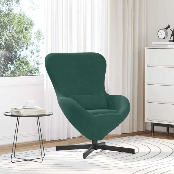 vidaXL Poltrona uovo Verde Scuro 63 x 73 x 90 cm Velluto