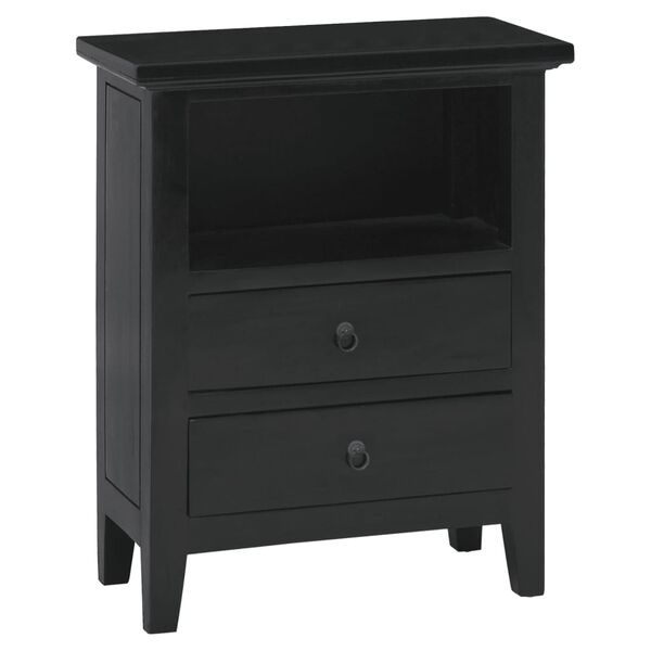 vidaXL Comodino Nero 60x30x75 cm in Legno Massello di Mogano