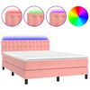 vidaXL Letto a Molle con Materasso e LED Rosa 140x190 cm in Velluto