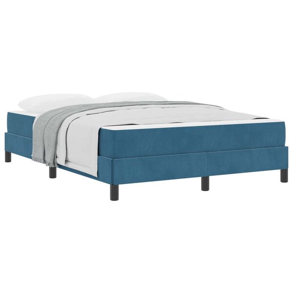 vidaXL Letto a molle con materasso Blu Scuro 160 x 200 cm Tessuto
