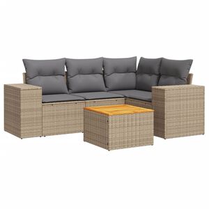 vidaXL Set Divano da Giardino 5 pz con Cuscini Beige in Polyrattan