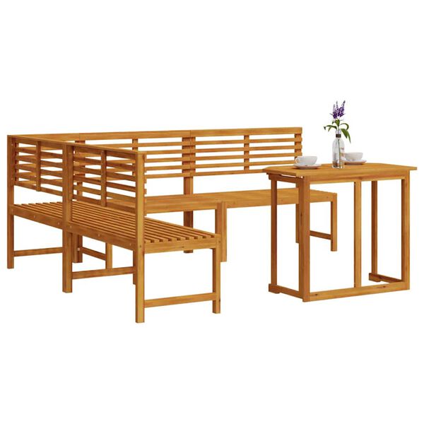 vidaXL Set Panchina da Giardino 4 pcs Marrone legno massello di acacia