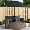 vidaXL Divano da Giardino 2 Posti Cuscini Ombrellone Grigio Rattan PE