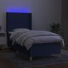 vidaXL Letto a Molle con Materasso e LED Blu 100x200cm in Tessuto