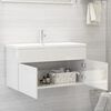 vidaXL Mobile con Lavabo Integrato Bianco Lucido in Legno Multistrato