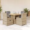 vidaXL Set da Pranzo da Giardino 5 pz con Cuscini Beige in Polyrattan