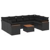 vidaXL Set Divani da Giardino 10pz con Cuscini in Polyrattan Nero
