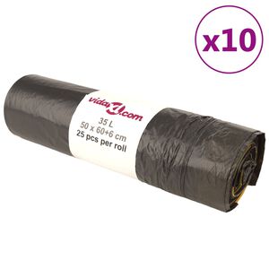 vidaXL Sacchetti per Cestini con Coulisse 250 pz Neri 35 L