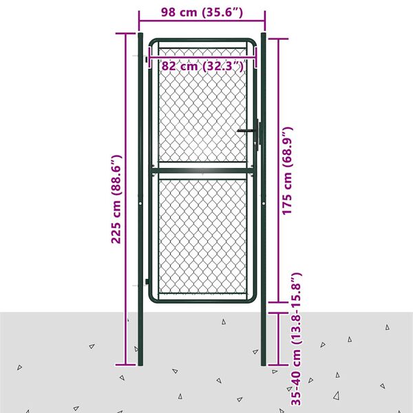 vidaXL Cancello da Giardino in Acciaio 100x175 cm Verde