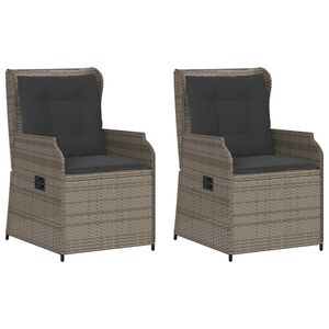 vidaXL Panchina da giardino con cuscino 2 pcs Grigio Poly Rattan