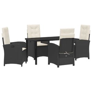 vidaXL Set da Pranzo per Giardino con cuscino 5 pcs Nero polyrattan