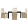 vidaXL Set da Pranzo per Giardino con cuscino 5 pcs Beige polyrattan