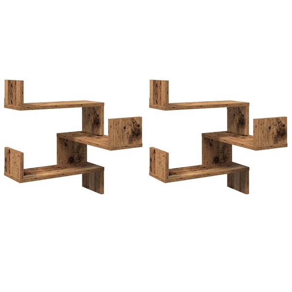 vidaXL Mensole Angolari 2pz Legno Antico 40x40x49,5 cm in Truciolato