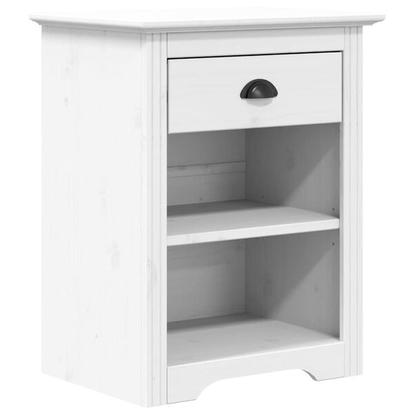 vidaXL Comodino BODO 53x38,5x67 cm in Legno Massello di Pino Bianco