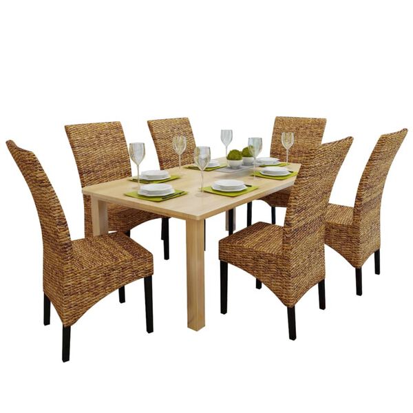 vidaXL Sedie da Pranzo 6 pz in Abaca e Legno Massello di Mango