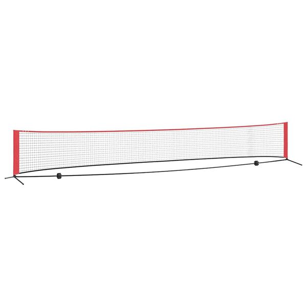 vidaXL Rete da tennis Nero e Rosso 595 x 90,5 x 87 cm Poliestere