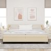 vidaXL Letto a molle con materasso Crema 200 x 200 cm Tessuto