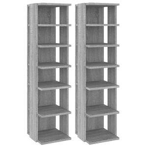vidaXL Scarpiere 2 pz Grigio Sonoma 27,5x27x102cm in Legno Multistrato