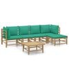 vidaXL Set Salotto da Giardino 6pz con Cuscini Verdi Bamb&ugrave;