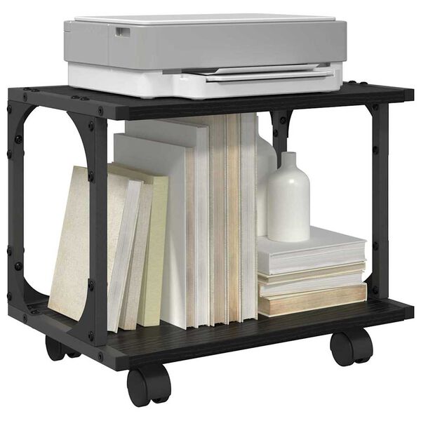 vidaXL Supporto per Stampante Rovere Nero 41 x 28 x 33.5 cm