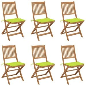 vidaXL Sedie Pieghevoli 6 pz con Cuscini Massello Acacia