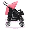 vidaXL Passeggino Gemellare Rosa e Nero in Acciaio