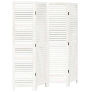 vidaXL Divisorio Ambienti 4Pannelli Bianco Retr&ograve; Legno Massello di Paulownia