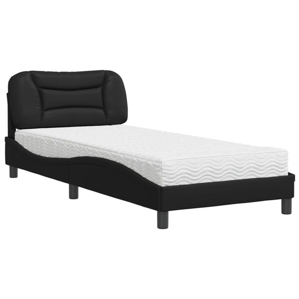 vidaXL Letto con Materasso Hvar Nero 90x200 cm in Similpelle
