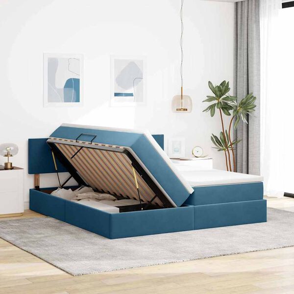 vidaXL Letto con Contenitore con materasso Blu Scuro 100 x 200 cm