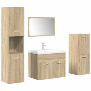 vidaXL Set Mobili da Bagno 5 pz Rovere Sonoma in Legno Multistrato