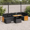 vidaXL Set Divani da Giardino con Cuscini 8 pz Nero Polyrattan Acacia
