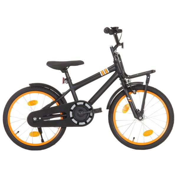 vidaXL Bici per Bambini con Trasportino Frontale 18'' Nero e Arancione