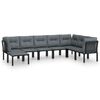 vidaXL Set Salotto da Giardino 8 pz Nero e Grigio in Polyrattan