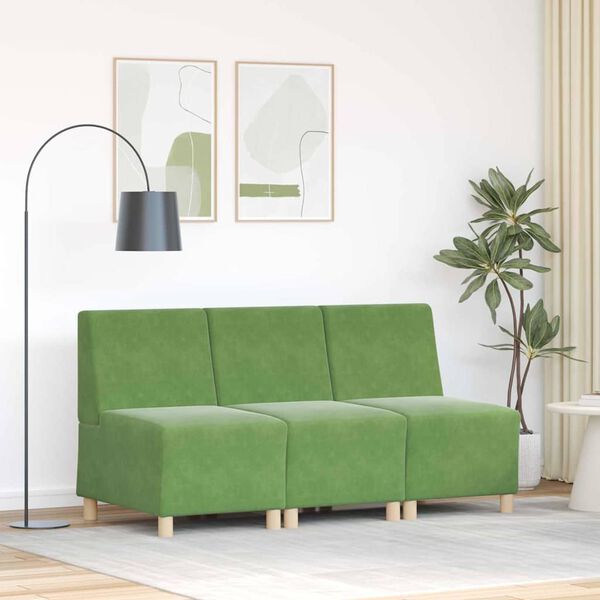 vidaXL Unit&agrave; di Divano Modulare Senza Braccioli 3 pcs Verde chiaro