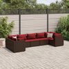 vidaXL Set Divani da Giardino 7 pz con Cuscini in Polyrattan Marrone