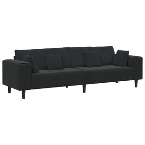 vidaXL Divano con cuscino Nero 250 x 77 x 76 cm Velluto