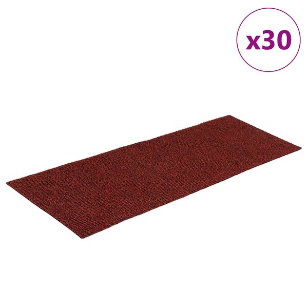 vidaXL Tappetini per scale autoadesivi 30 pz 60x25 cm Bordeaux Rosso Rettangolari