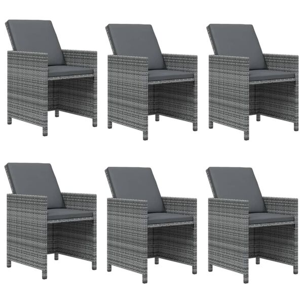 vidaXL Set da Pranzo da Giardino 7 pz con Cuscini in Polyrattan Grigio