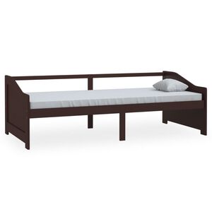 vidaXL Divano Letto a 3 Posti Marrone Scuro Massello di Pino 90x200cm