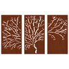 vidaXL Decorazioni Muro Giardino 3pz 105x55 cm Albero Acciaio Corten