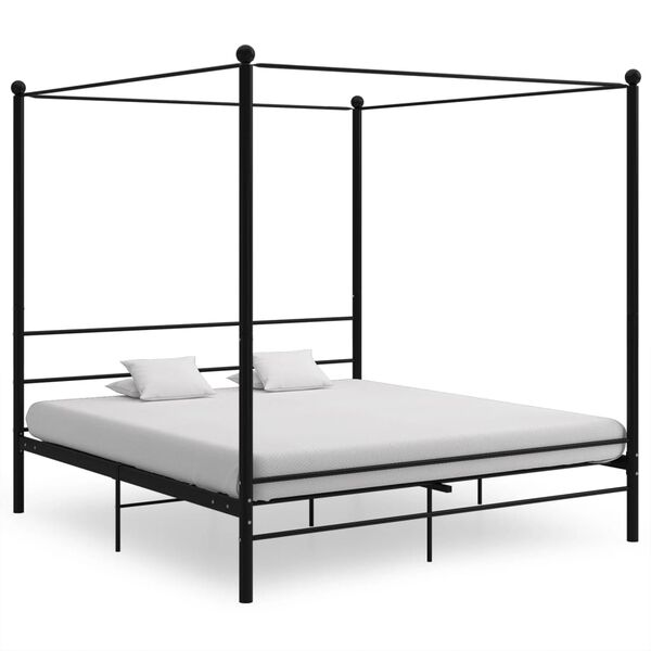 vidaXL Letto a Baldacchino Nero in Metallo 200x200 cm