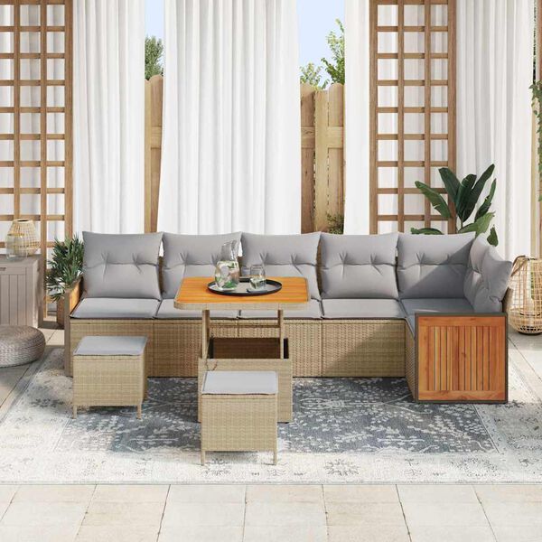 vidaXL Set Divano da Giardino 11 pcs Beige e Grigio Chiaro polyrattan