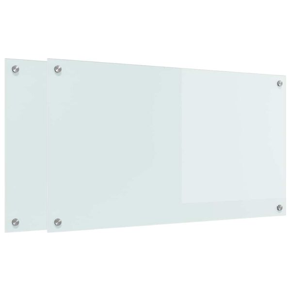 vidaXL Rivestimento da Cucina 2 pcs Bianco 90 x 50 cm vetro temperato
