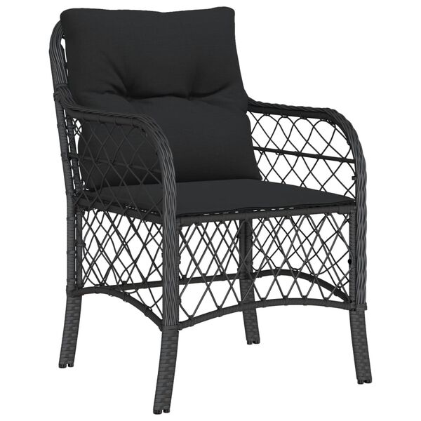 vidaXL Set da Pranzo da Giardino 7 pz Nero con Cuscini in Polyrattan