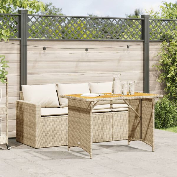 vidaXL Set da Pranzo da Giardino 2 pz con Cuscini Beige in Polyrattan